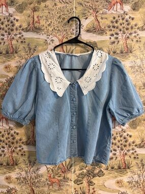 ONLY Light Blue Denim color Blouse 100%Cotton
